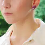 Ruby and Diamond Leaf Earrings