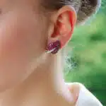 Ruby and Diamond Leaf Earrings