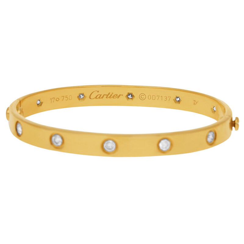 Cartier Full Diamond Love Bracelet Size 17