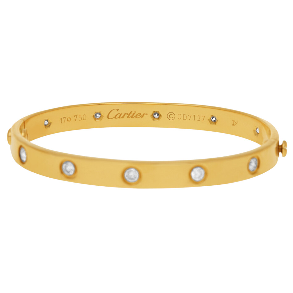 Cartier Full Diamond Love Bracelet Size 17