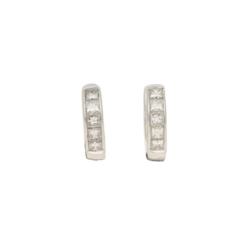 Princess cut diamond 'huggy' earrings