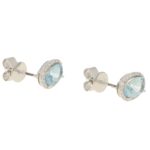 Aquamarine and diamond cluster earrings set in 18K white gold