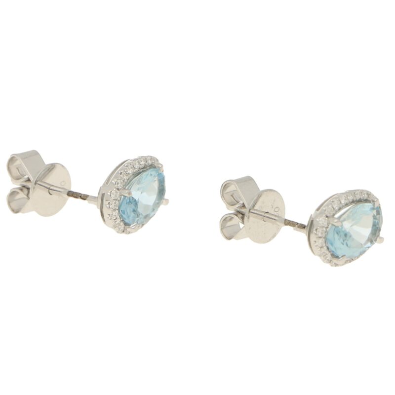 Aquamarine and diamond cluster earrings set in 18K white gold