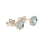 Aquamarine and diamond cluster earrings set in 18K white gold