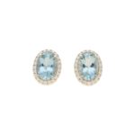 Aquamarine and diamond cluster earrings set in 18K white gold