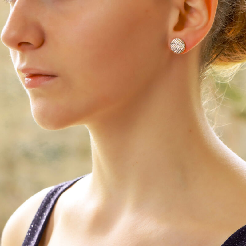 Diamond Button Earrings