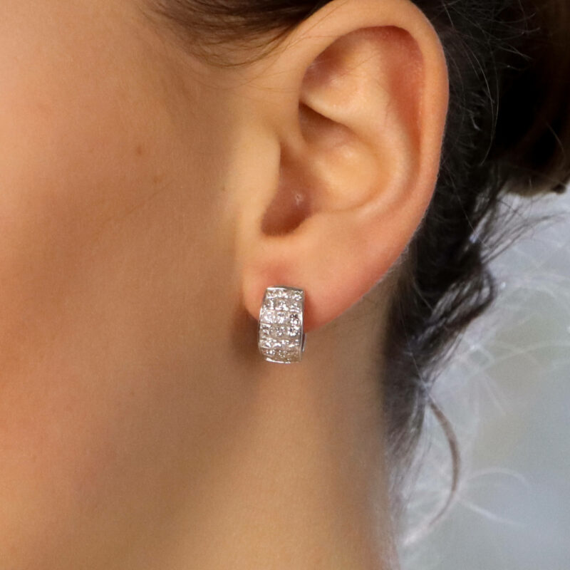 Princess Cut Diamond Earrings set in 18K White Gold