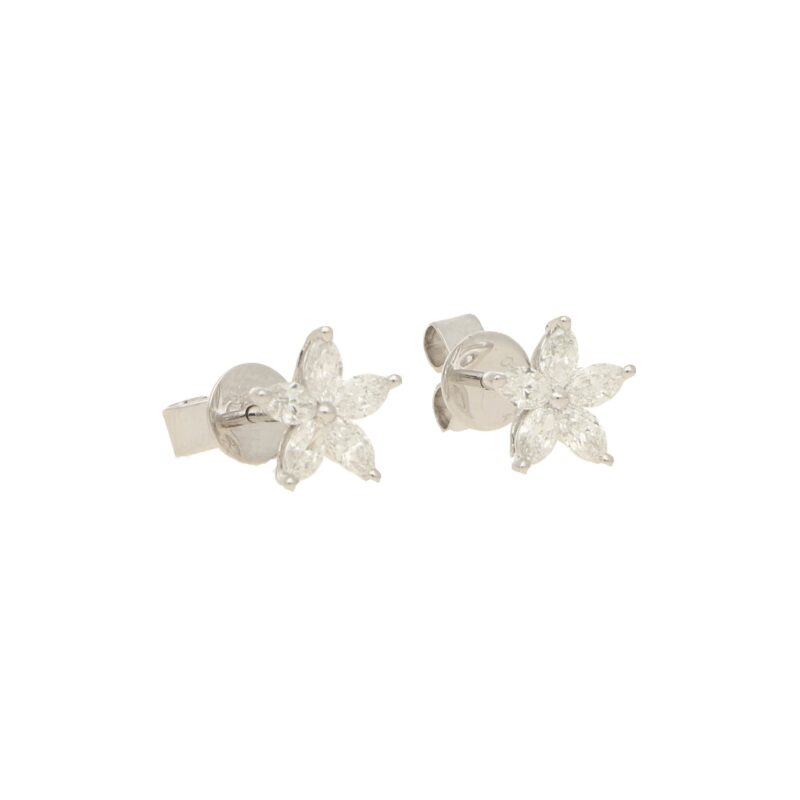 Diamond star earrings in 18K white gold