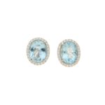 Aquamarine and diamond cluster stud earrings