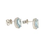 Aquamarine and diamond cluster stud earrings