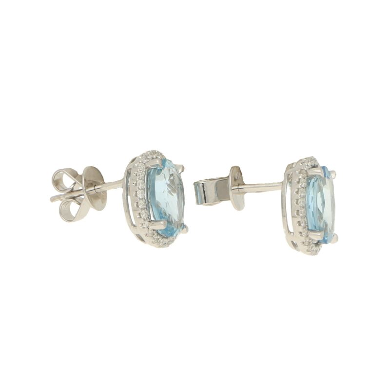 Aquamarine and diamond cluster stud earrings