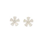 Diamond flower cluster earrings set in 18K white gold