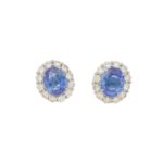 Sapphire and Diamond Earstuds set in 18K white gold