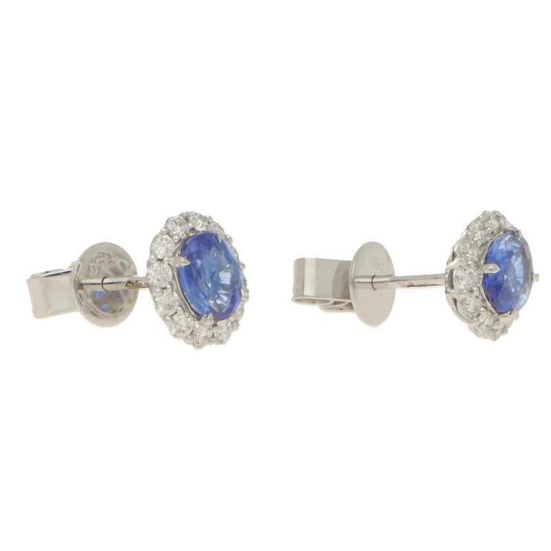 Sapphire and Diamond Earstuds set in 18K white gold