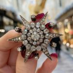 Victorian Diamond Star Brooch in Silver on Gold