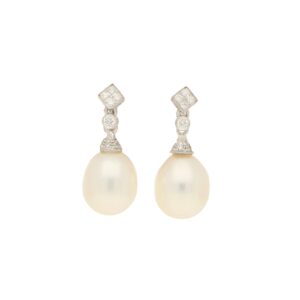 Pearl 18ct White gold Drop Earrings