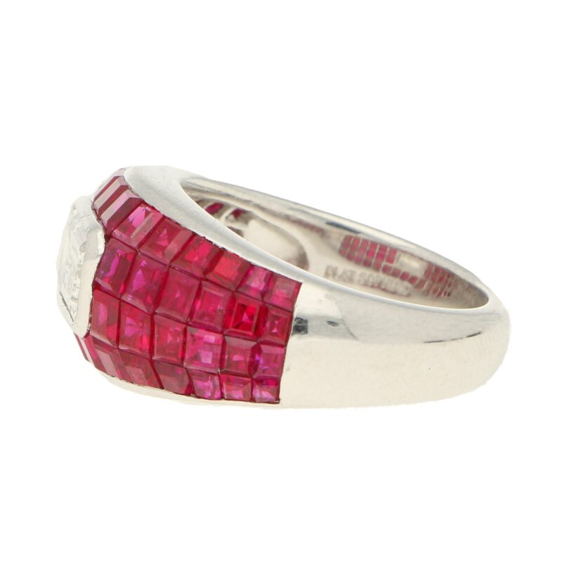 Ruby and Emerald Cut Diamond Cocktail Ring