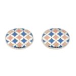 Baby Blue and Pink Harlequin Enamel Cufflinks in Sterling Silver