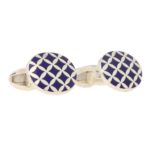 Harlequin Enamel Cufflinks in Sterling Silver