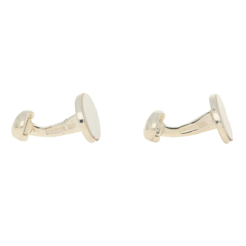 Mother-of-pearl Oval Swivel Cufflinks in Sterling Silver