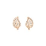 Diamond Leaf Stud Earrings in Rose Gold