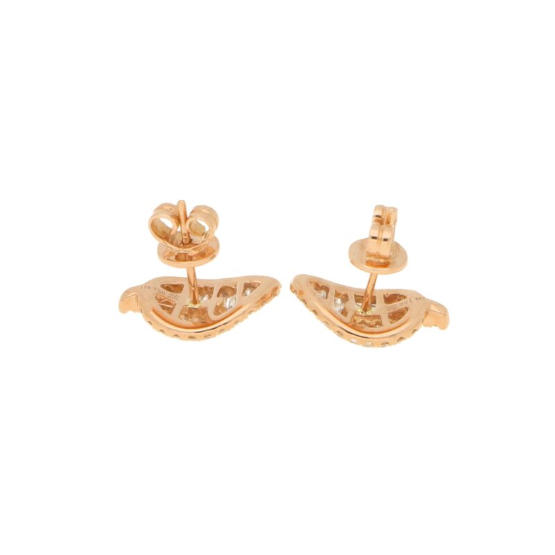 Diamond Leaf Stud Earrings in Rose Gold