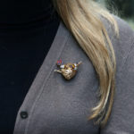 Citrine, Ruby, Sapphire and Diamond Nesting Bird Brooch