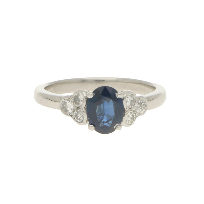 Sapphire and Diamond Engagement Ring Set in Platinum