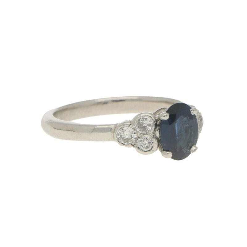 Sapphire and Diamond Engagement Ring Set in Platinum