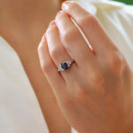 Sapphire and Diamond Engagement Ring Set in Platinum