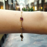 Tourmaline, Garnet and Diamond Spectacle Bracelet in 18k Gold