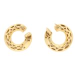 Emerald Eyed Cartier Panthere Hoops in 18k Yellow Gold