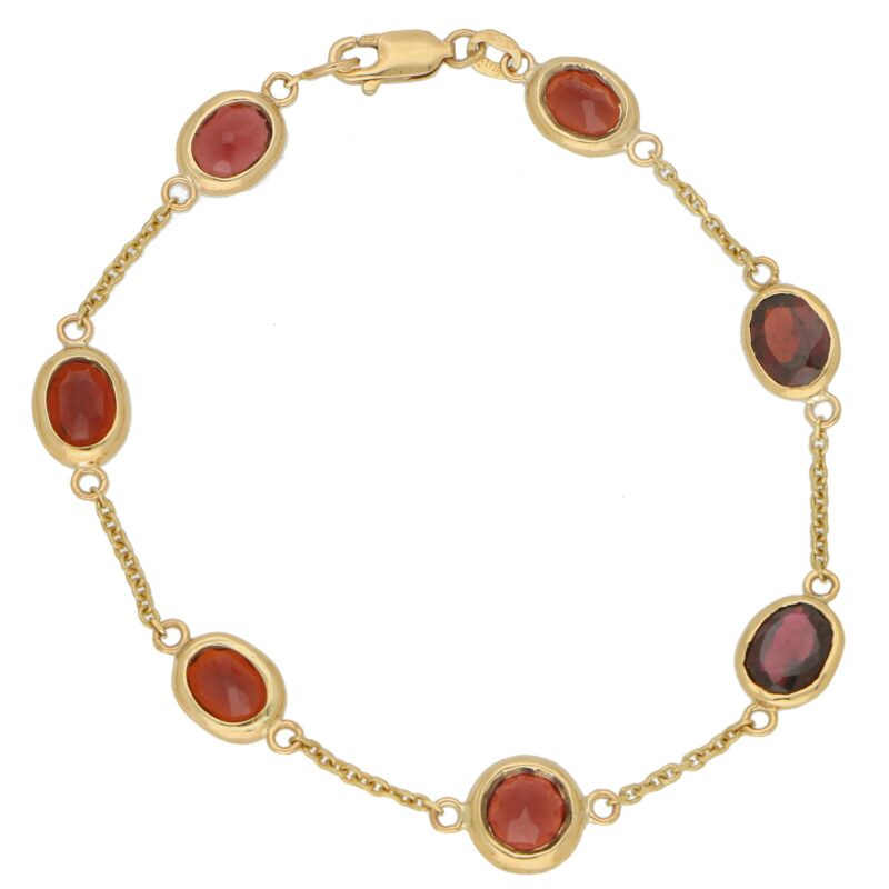 Red Garnet Spectacle Bracelet in 9k Yellow Gold