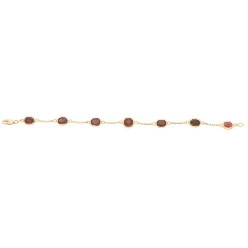 Red Garnet Spectacle Bracelet in 9k Yellow Gold