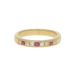 Diamond and Ruby Half Eternity Ring in 18k Yellow Gold