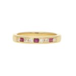 Diamond and Ruby Half Eternity Ring in 18k Yellow Gold