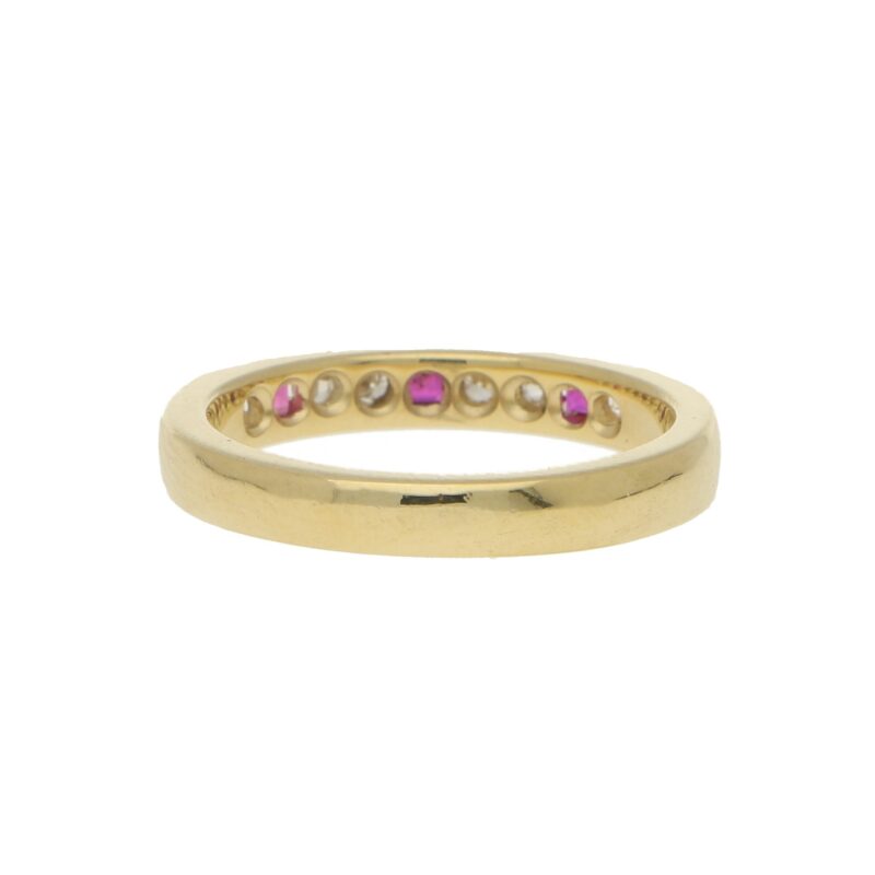 Diamond and Ruby Half Eternity Ring in 18k Yellow Gold