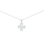 Floral Aquamarine and Diamond Pendant Set in 18k White Gold