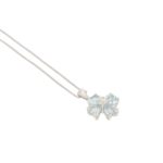 Floral Aquamarine and Diamond Pendant Set in 18k White Gold