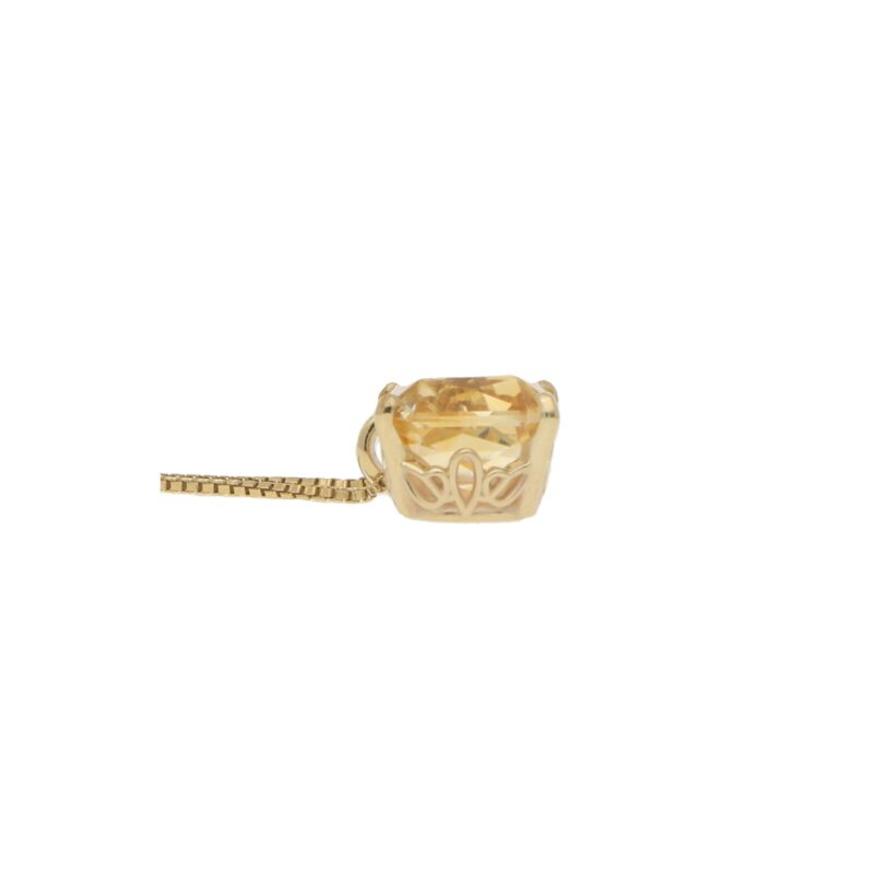 Radiant Cut Citrine Pendant in 18k Yellow Gold