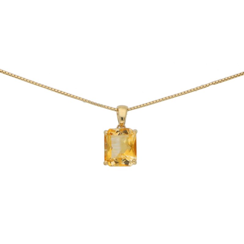 Radiant Cut Citrine Pendant in 18k Yellow Gold