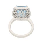 Octagonal Aquamarine Cluster Halo Ring Set in Platinum