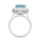 Octagonal Aquamarine Cluster Halo Ring Set in Platinum