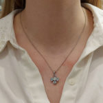 Floral Aquamarine and Diamond Pendant Set in 18k White Gold