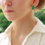 Boucheron Green Chrysoprase Clip On Half Hoop Earrings