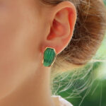 Boucheron Green Chrysoprase Clip On Half Hoop Earrings