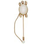 Mauboussin Moonstone and Diamond Stick Pin Set in 18k Gold Mauboussin Moonstone and Diamond Stick Pin Set in 18k Gold