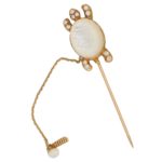 Mauboussin Moonstone and Diamond Stick Pin Set in 18k Gold Mauboussin Moonstone and Diamond Stick Pin Set in 18k Gold