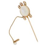 Mauboussin Moonstone and Diamond Stick Pin Set in 18k Gold