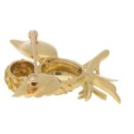 Tiffany & Co. Ruby Eyed Bird on Branch Brooch Set in 18k Gold